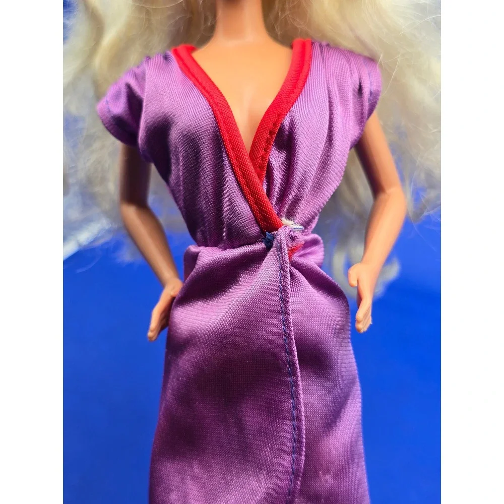 Vintage 1984 Barbie Fashion Fun #2092 Dress Purple with Red Trim Mattel 80s